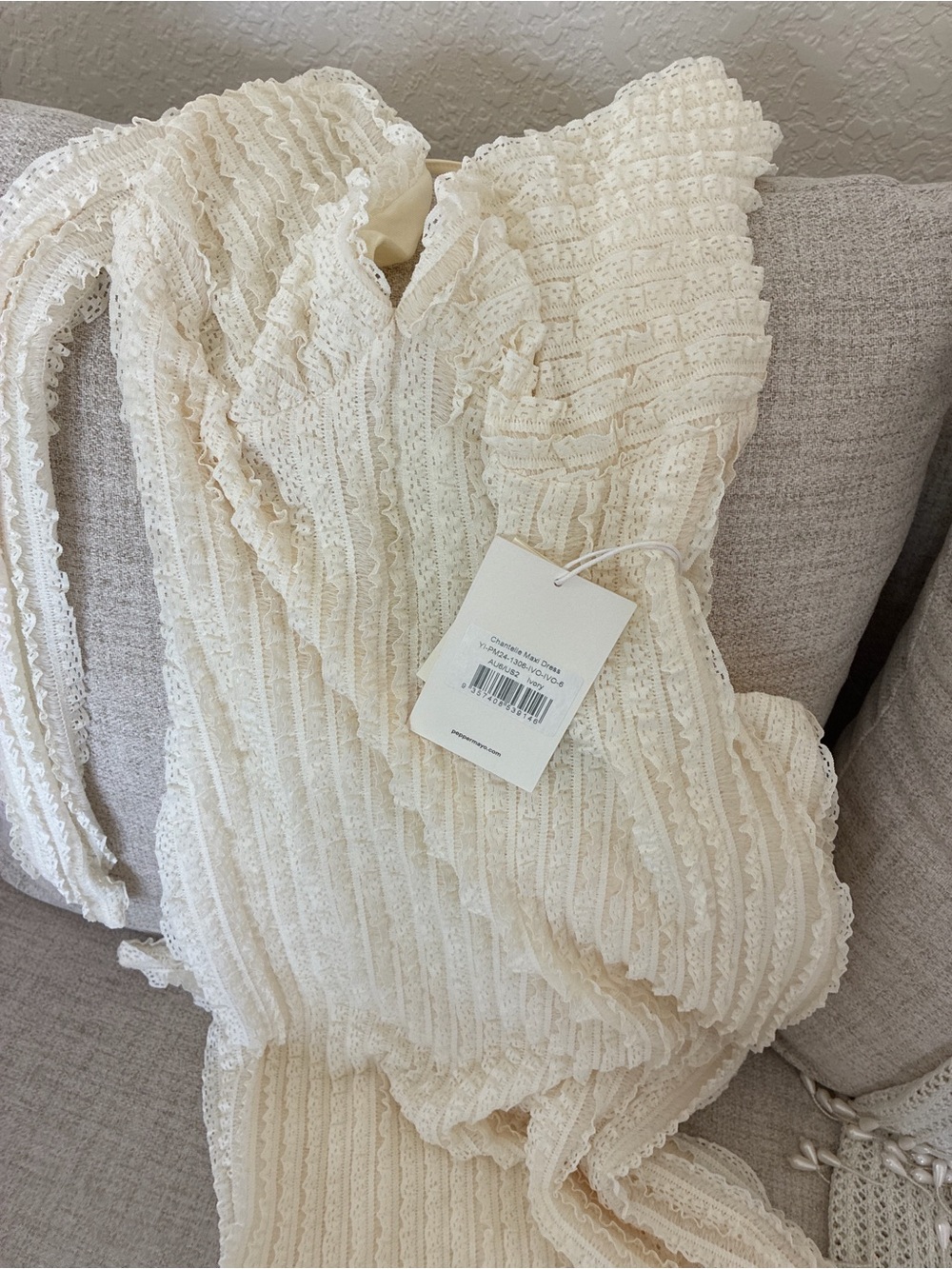 Peppermayo Cream One-Shoulder Ribbed Knit Gown - Picture 3 of 3